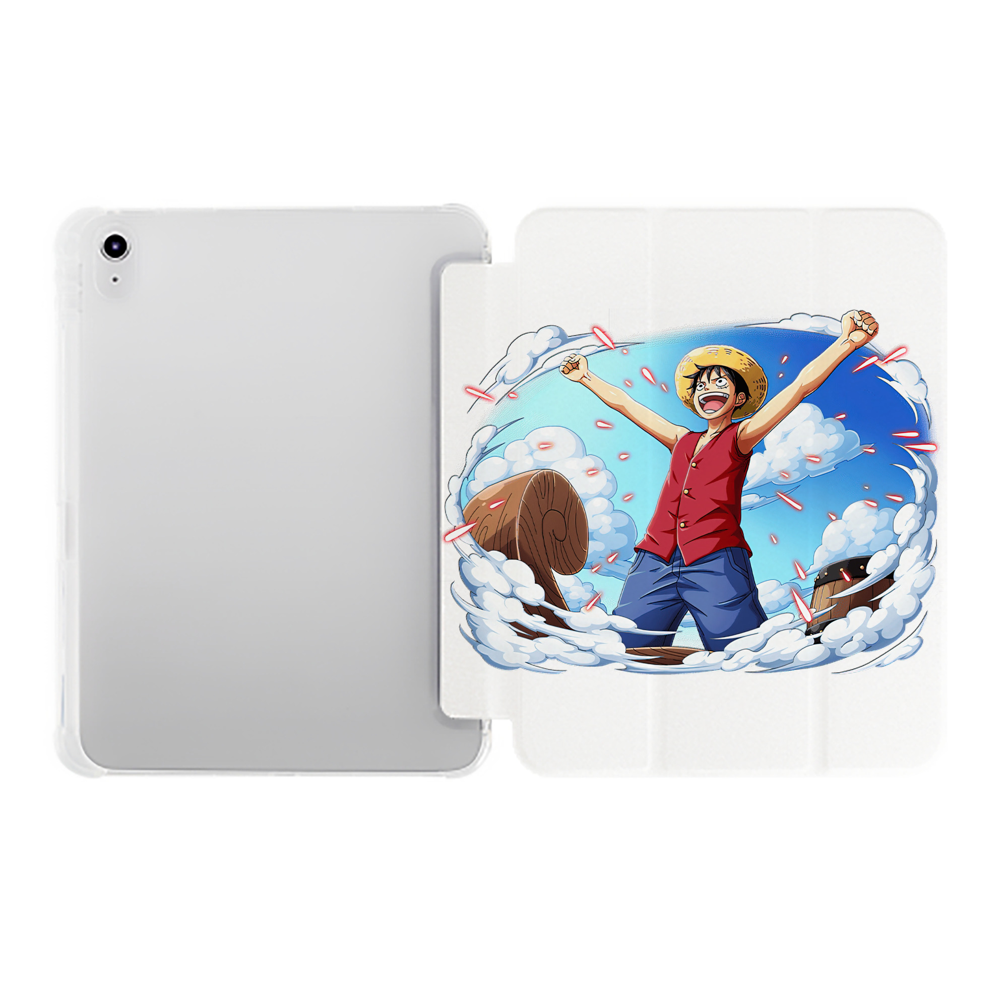 （画像用） ワンピース モンキー・D・ルフィ ONE PIECE Monkey D. Luffy IPad ケース ペン収納付き 三つ折りスタンド PUレザー×シリコン 対応機種9.5/10.5/10.9インチ